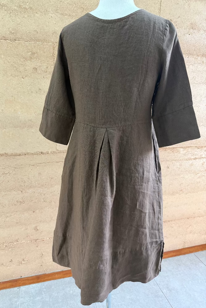 BlueBerry Linen Pinch Dress - Choco