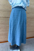 BlueBerry Linen Midi Skirt - Sky