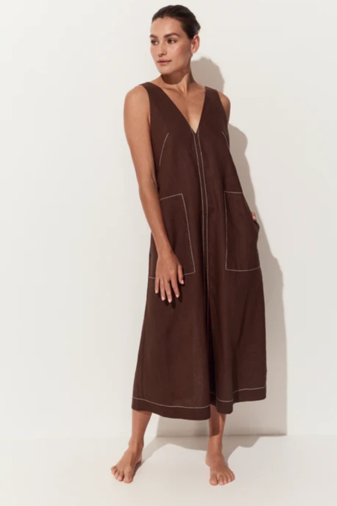 Lilly Pilly Iris Linen Dress - Chocolate