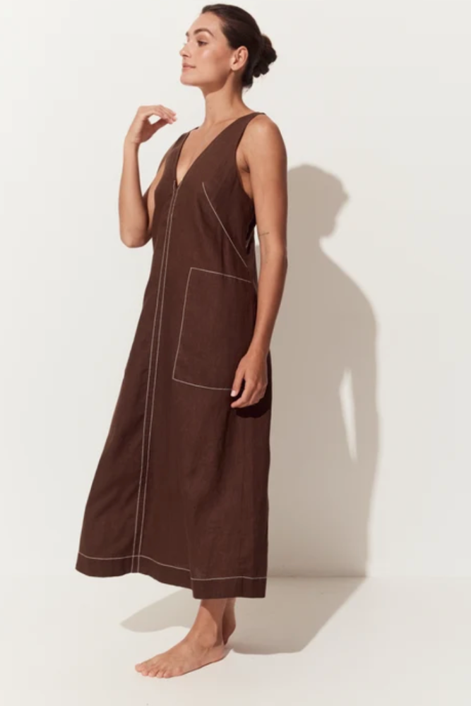Lilly Pilly Iris Linen Dress - Chocolate