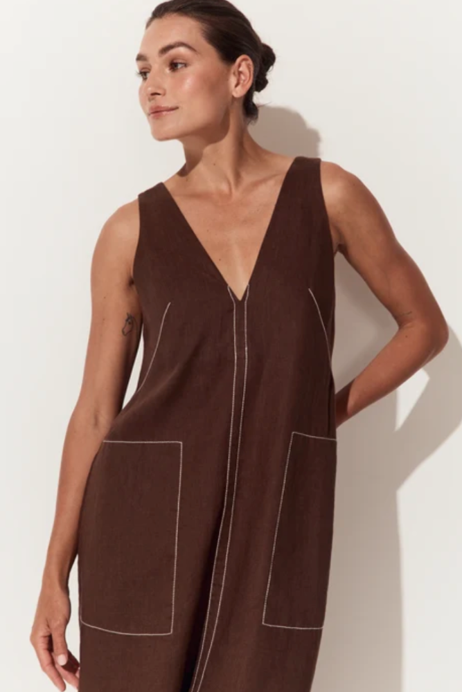 Lilly Pilly Iris Linen Dress - Chocolate