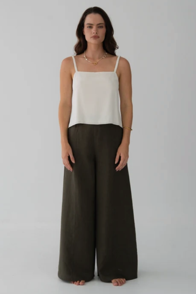 Lilly Pilly Letty Linen Pants - Khaki