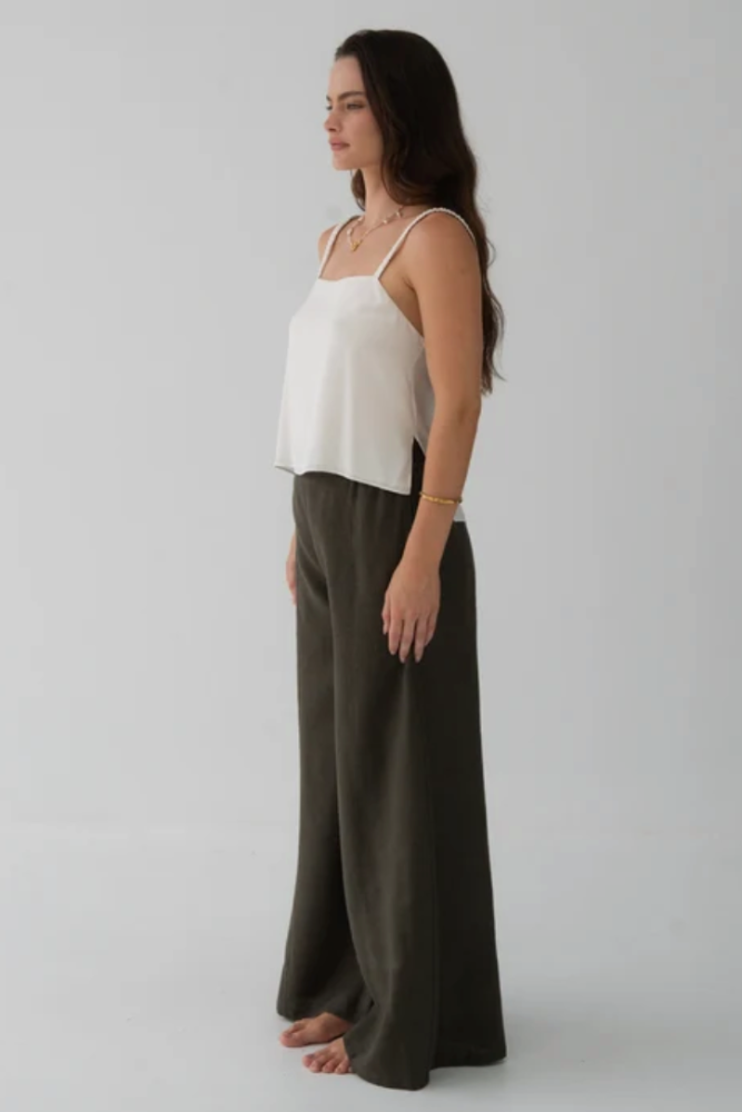 Lilly Pilly Letty Linen Pants - Khaki