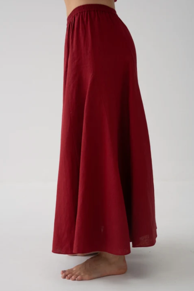 Lilly Pilly Stella Linen Skirt - Cherry