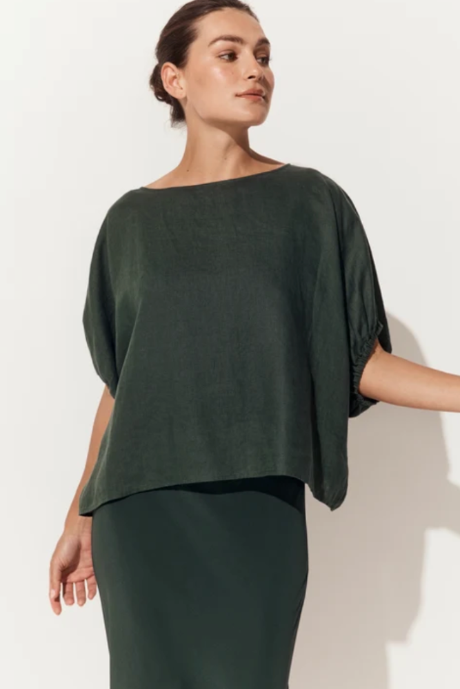 Lilly Pilly Tina Linen Top - Forest