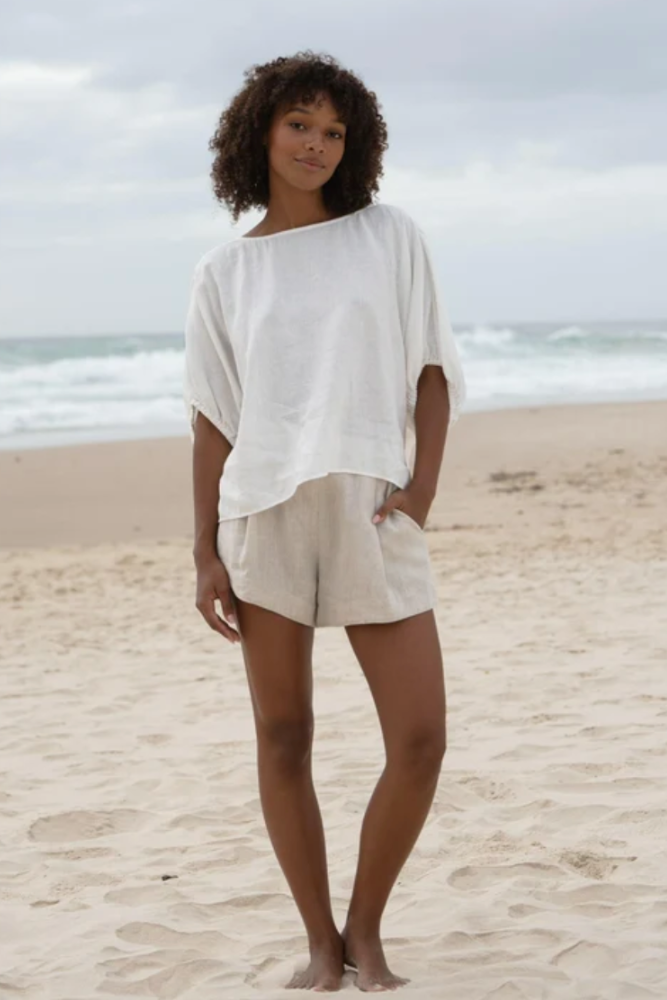 Lilly Pilly Tina Linen Top - Ivory