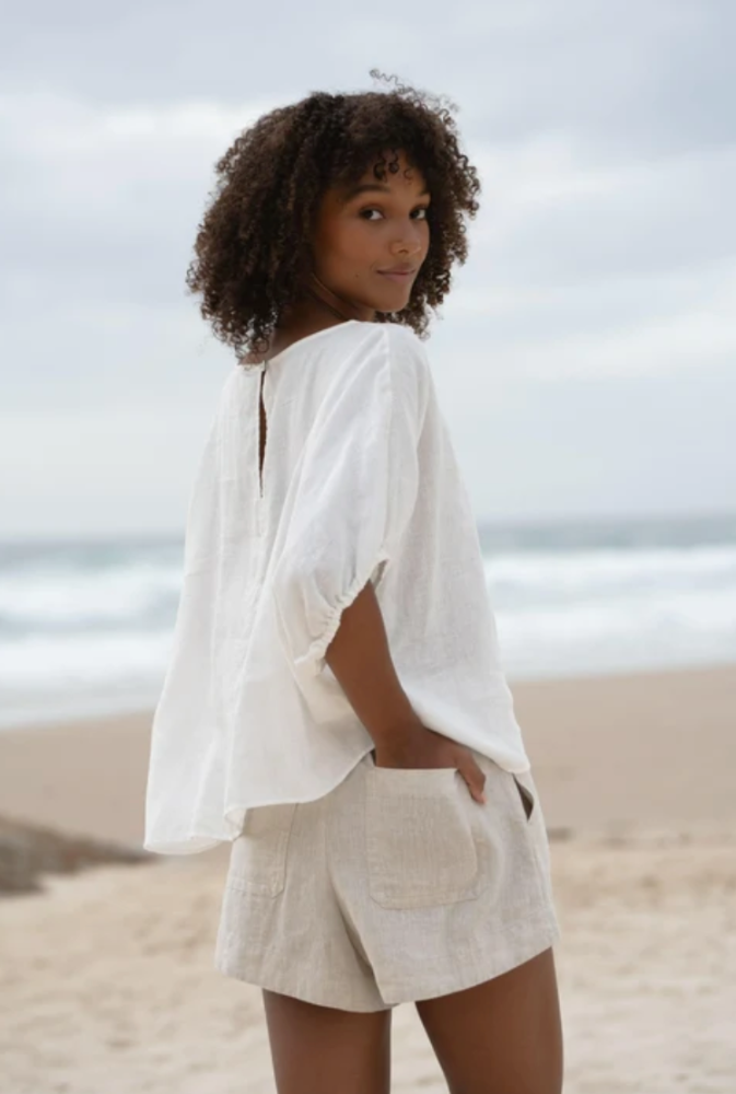 Lilly Pilly Tina Linen Top - Ivory