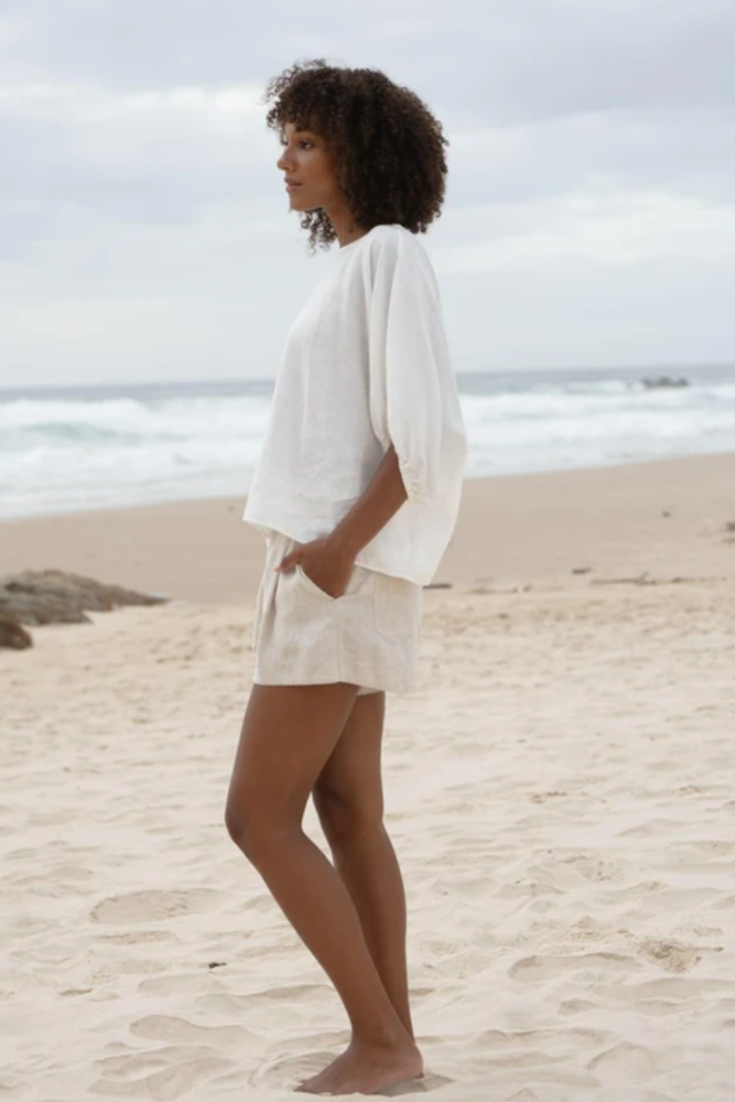 Lilly Pilly Tina Linen Top - Ivory