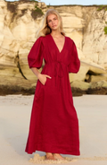 Lilly Pilly Vida Linen Dress - Cherry