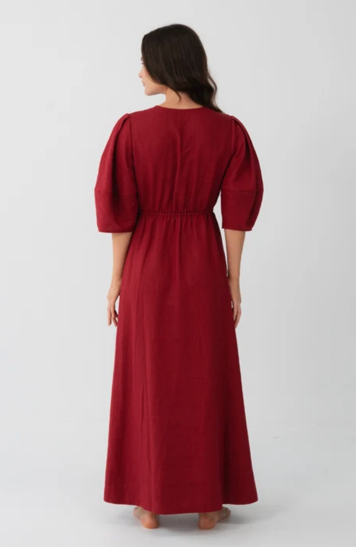 Lilly Pilly Vida Linen Dress - Cherry
