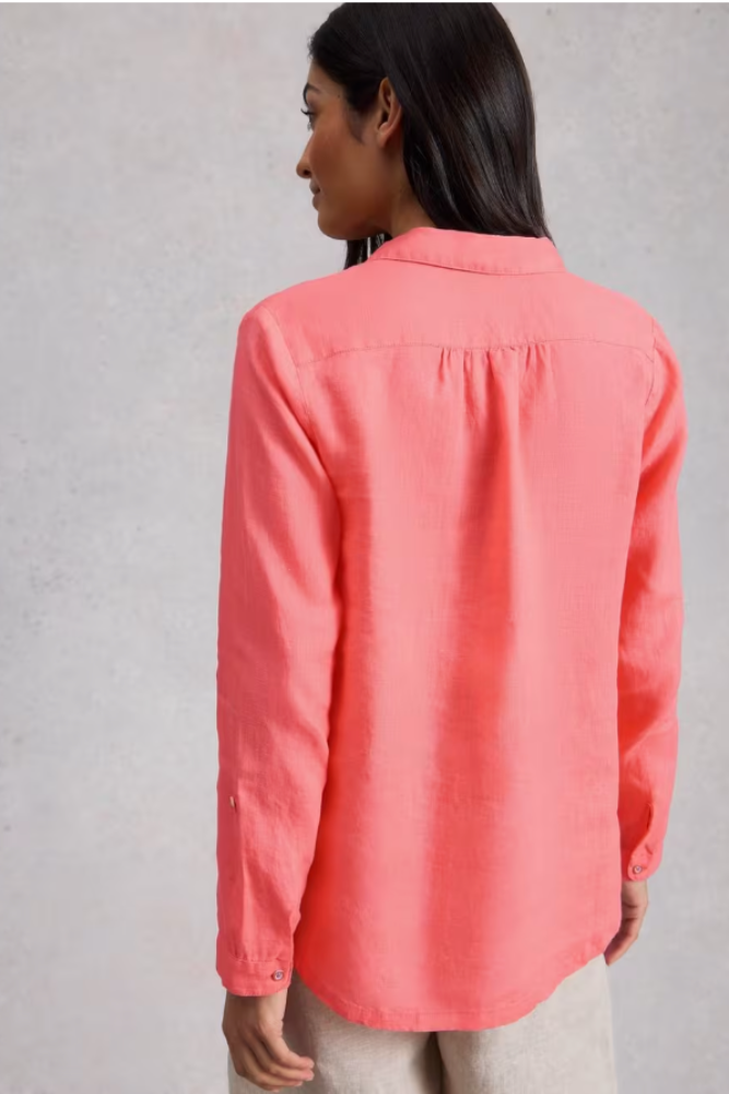 White Stuff Sophie Linen Shirt - Mid Coral1.png