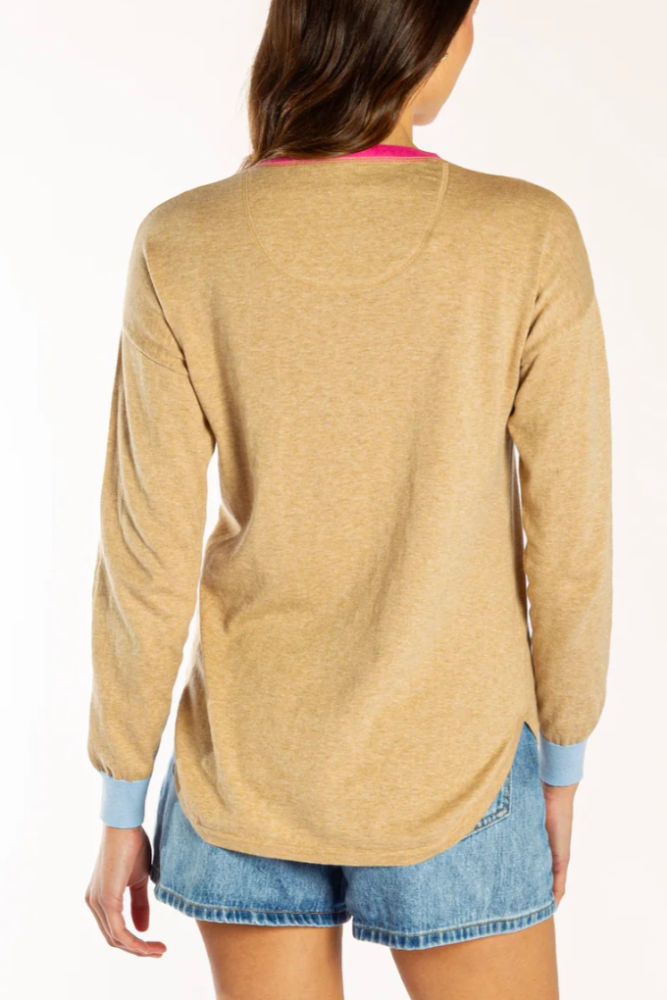 Bow & Arrow Latte Cotton Cashmere Swing Contrast Trim1.png