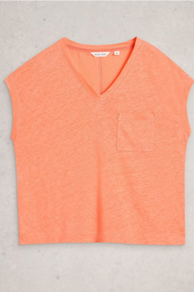 White Stuff Iris Linen Tee Mid Coral1.png