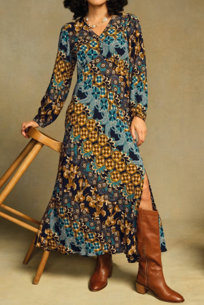 White Stuff Hope Bias Cut Dress - Navy Multi.png