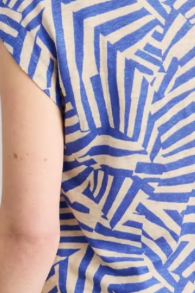 White Stuff Rowan Linen Tee Blue Print1.png