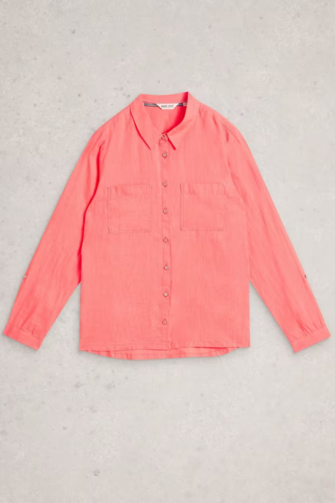 White Stuff Sophie Linen Shirt - Mid Coral2.png