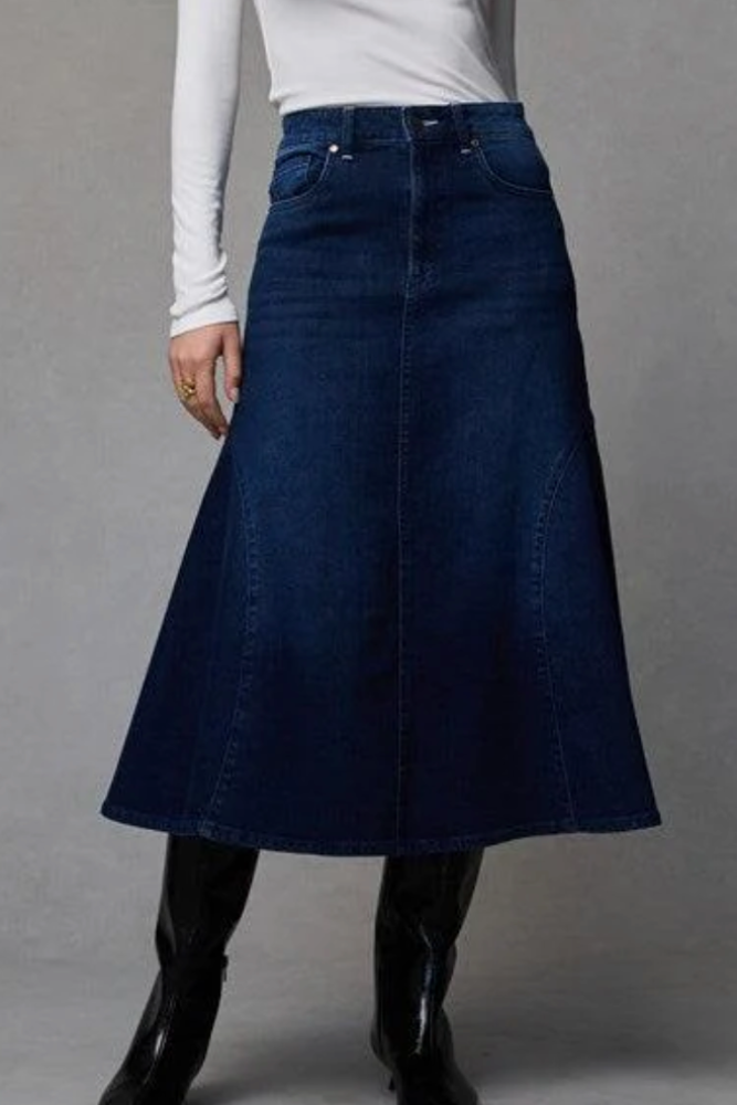 Dricoper Abby Indigo Blue Flare Skirt.png