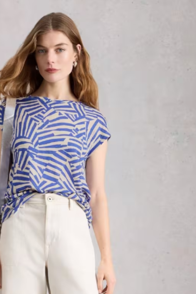 White Stuff Rowan Linen Tee Blue Print.png