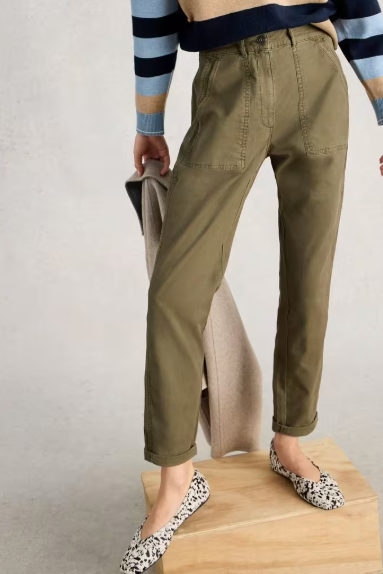 White Stuff Twister Chino Trouser - Khaki Green.png